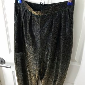 Shimmering sheer metallic high-waisted pants